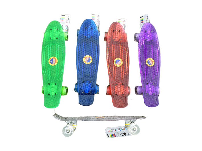 Penny Board Mini Skateboard transparent 56cm with LEDs